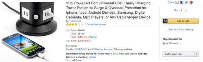 Fotografía - [Alerta Trato] Yubi Poder 40-Port Hub USB de carga a la venta por $ 43,95 (36% de descuento) en Amazon